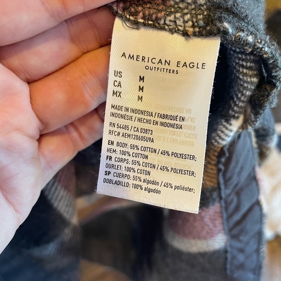 American Eagle Outfitters Mauve/ Gray Plaid Shacket - Picture 5 of 5